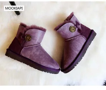 

China's top quality women's shoes in 2019, real sheepskin, 100% natural wool, free delivery, buckled women's snow boots,2 color