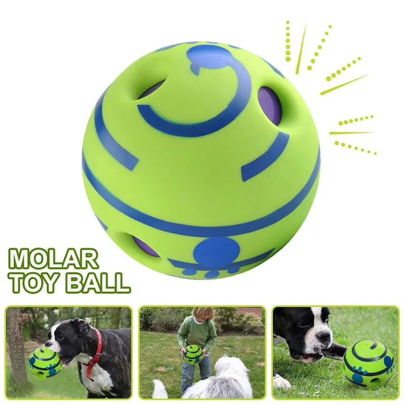 

Green Dog Toy PVC Fun Giggle Sounds Ball Pet Dog Toys Jumping Interactive Toy Training Ball for Small Large Dogs Diameter 14cm