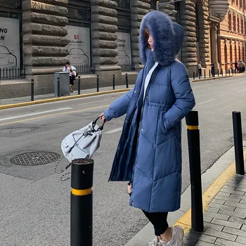 

2020 Hot Sale Winter Coat Women's Jacket Thick Warm Big Fur Hooded Parkas Cotton Padded Jacket Slim Fit Parkas Coat Womenswear