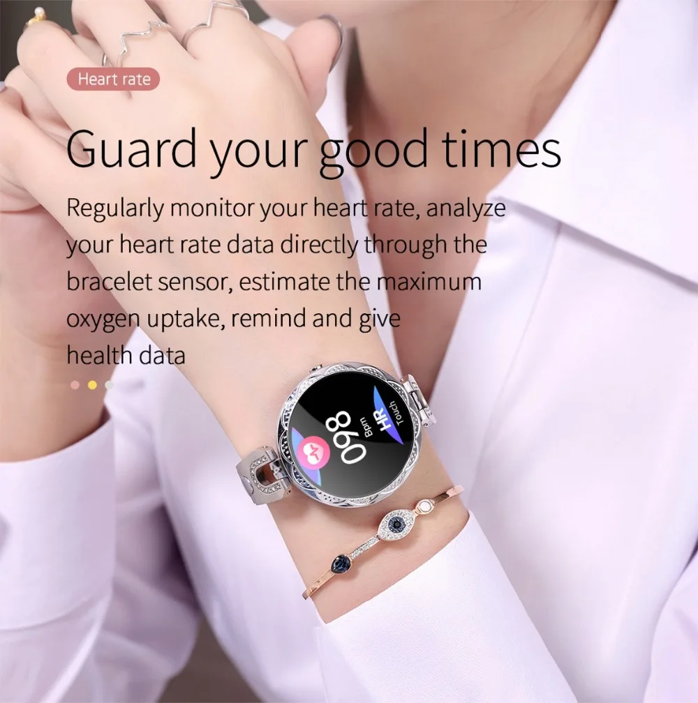 LEMFO Смарт-часы из сплава для женщин, монитор сердечного ритма, кровяного давления, водонепроницаемые умные часы подарок, умные часы для женщин, Android IOS