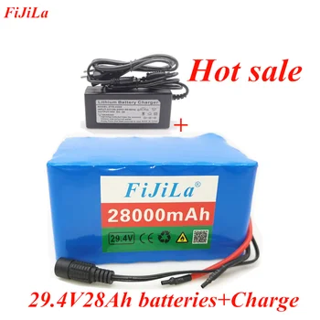 

24v28.0Ah 7s4p Electric bicycle Lithium Ion Battery 29.4V 28000mAh 15A BMS 2350W 18650 Battery Pack with + charger