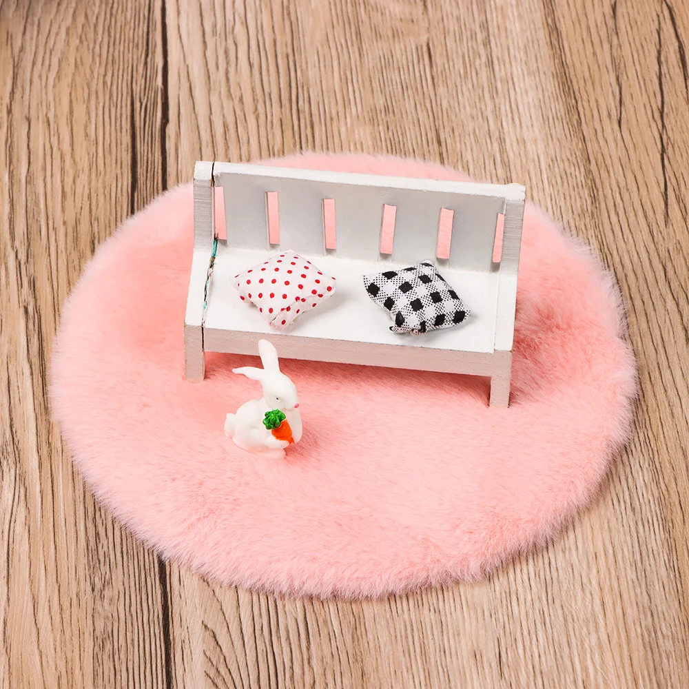 Doll Accessories 1/12 Scale Nordic Style Plush Carpet Floor Coverings For Dolls House