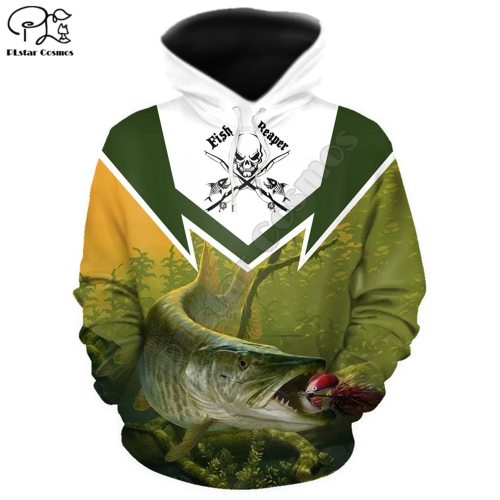 Женские и мужские толстовки с капюшоном fish reaper повседневные худи на молнии 3d