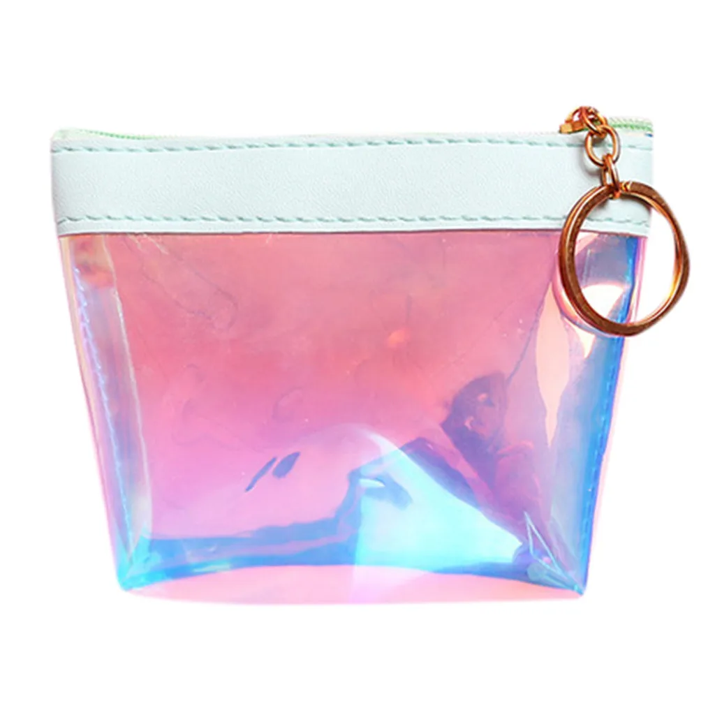 Aelicy Для женщин прозрачные мини-кошелек для монет женская сумка для хранения короткие в три раза, модная сумочка, держатель для карт Monedero Transparente - Цвет: Light Green