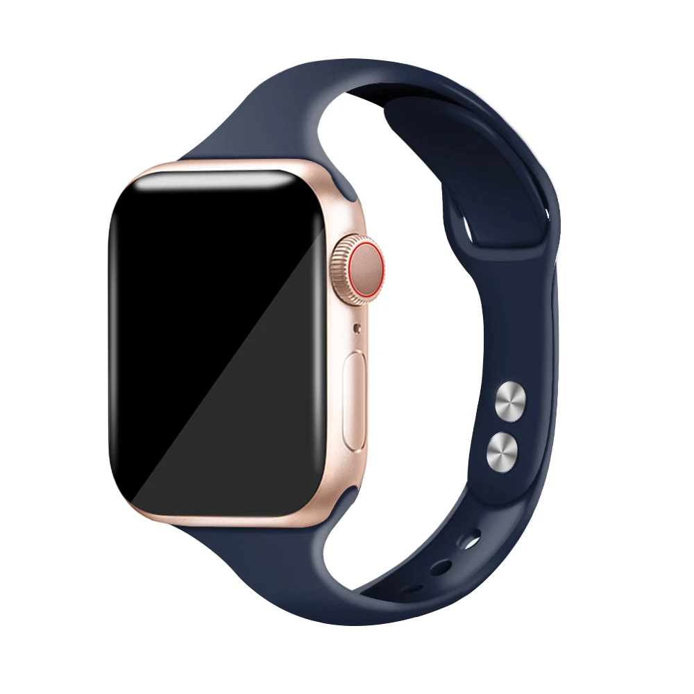 Midnight blue Силиконовый ремешок для Apple Watch 38 мм 42 мм iwatch 4 ремешок 44 мм/40 мм спортивный браслет резиновый ремешок для iwatch 5 4 3 2 1 - Цвет ремешка: Midnight blue