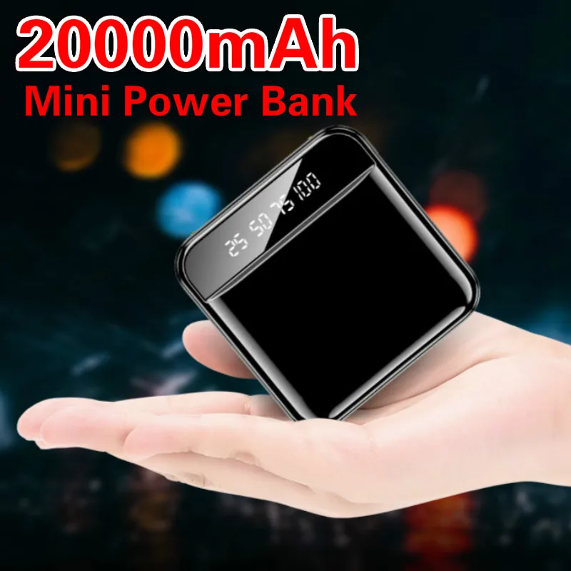 Mini Power Bank 20000mAh Powerbank Charger Dual Usb Ports External Battery Poverbank Portable for All smartphones