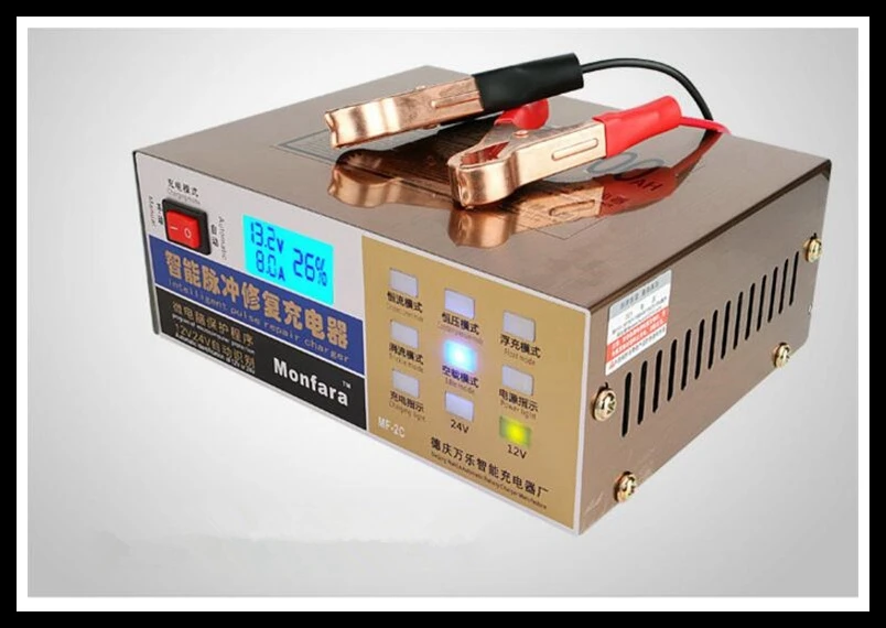  Monfara12v 24v Full Automatic Electric Car Battery Charger Intelligent Pulse Repair Type 100AH for 