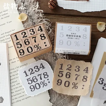 

Retro Basic Number decoration Stamp Planner Wooden Rubber Stamp Set for DIY Scrapbooking Cards Decoration Embossing Craft