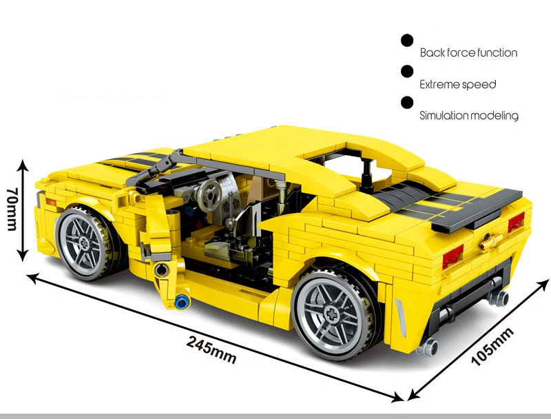 Горячая гоночный супер спортивный автомобиль moc technics строительный блок Chevrolet Camaro Кирпичи Модель вытянуть назад автомобиль игрушки коллекция