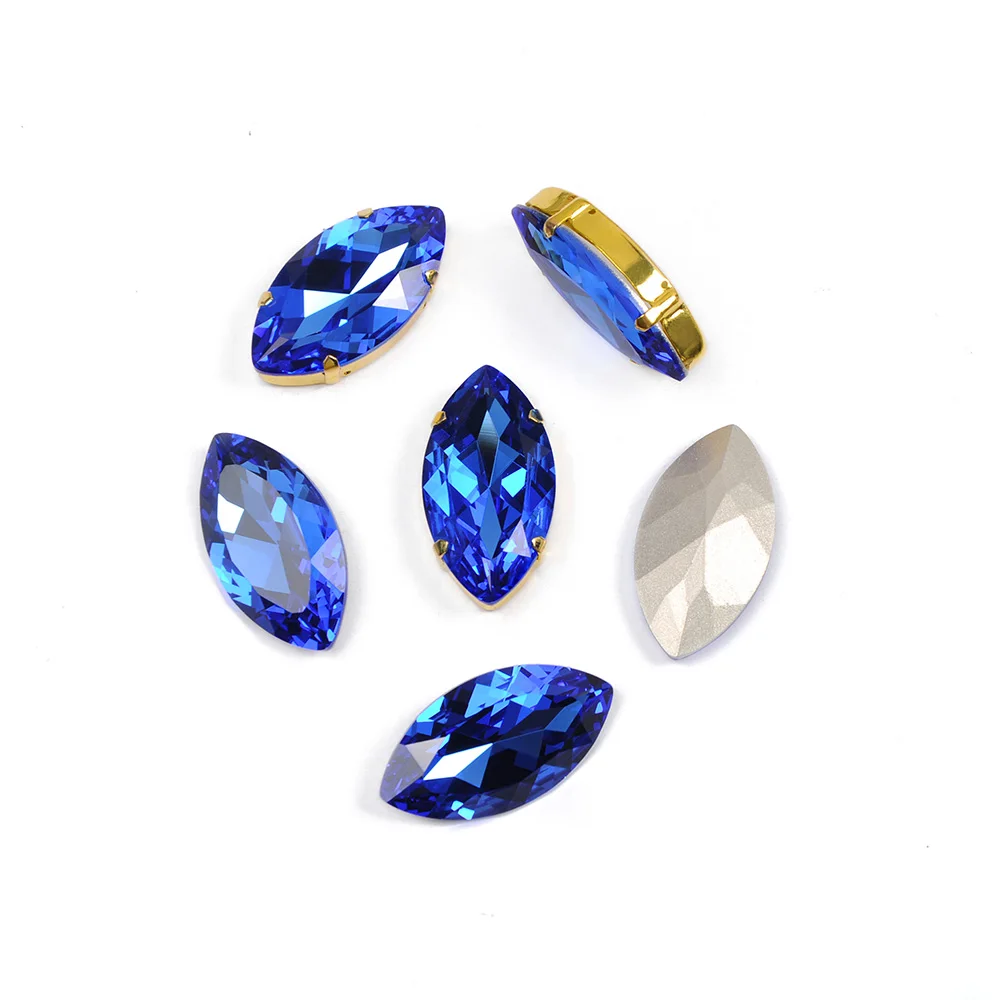 

CTPA3bI 4227 Sapphire Navette Pointback Glass Crystal Rhinestones Sewing Applications Fancy Stones Gems For Jewelry Apparel