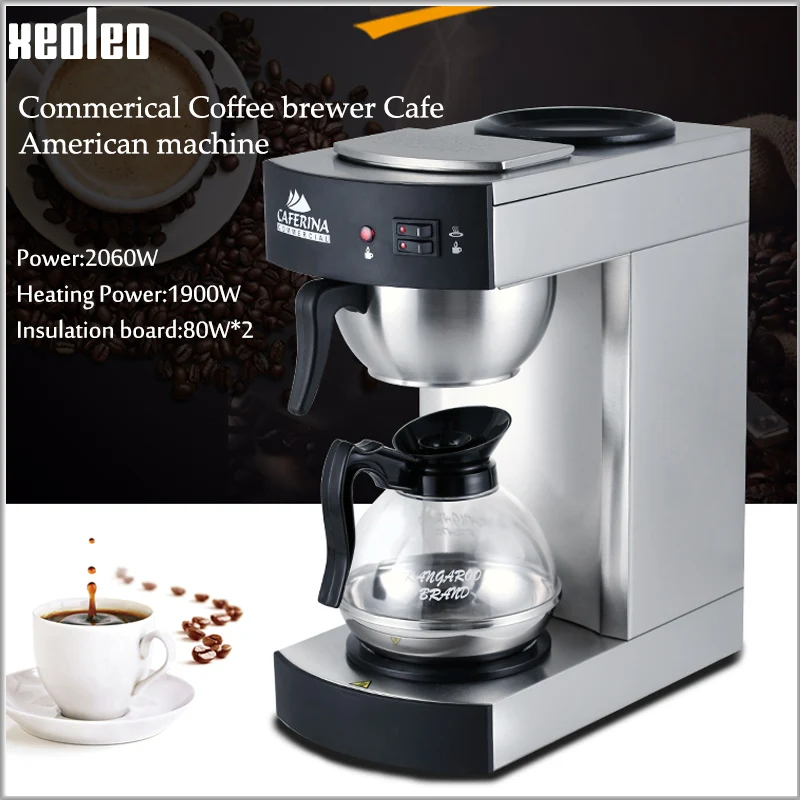 Xeoleo 상업용 커피 브루어, 카페 아메리칸 머신, 핫 플레이트, 전자동 커피 머신, 커피 포트 포함, 커피 메이커