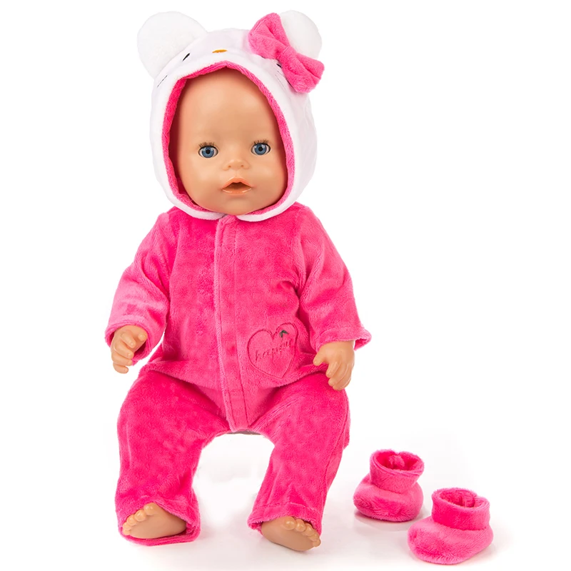 

Baby New Born Doll Clothes Accessories Fit 18 inch 43cm Red Pink Pony kitten Hat Shoes One Piece Clothes For Baby Birthday Gift