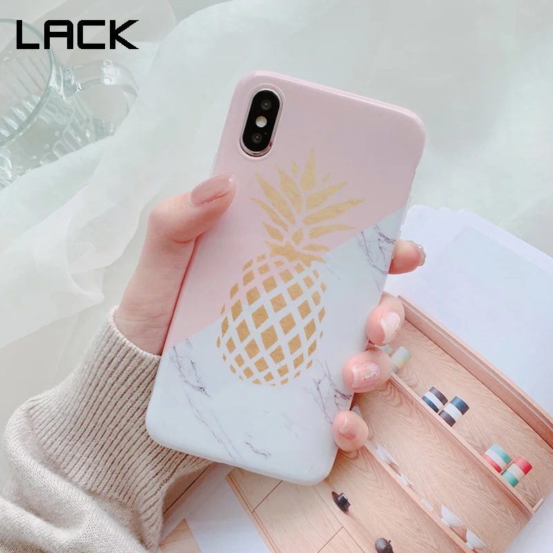 

LACK Shiny Gold Pineapple Marble Design Cases For iphone 11 11Pro Max XR X XS Max 6 6S 7 8 Plus Geometric Splice Soft Phone Case