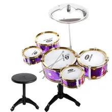 Набор Барабанов из 5 предметов для детей, Детский набор барабанов, Имитационные ударные инструменты для джаза, ударный музыкальный инструмент, развивающие игрушки