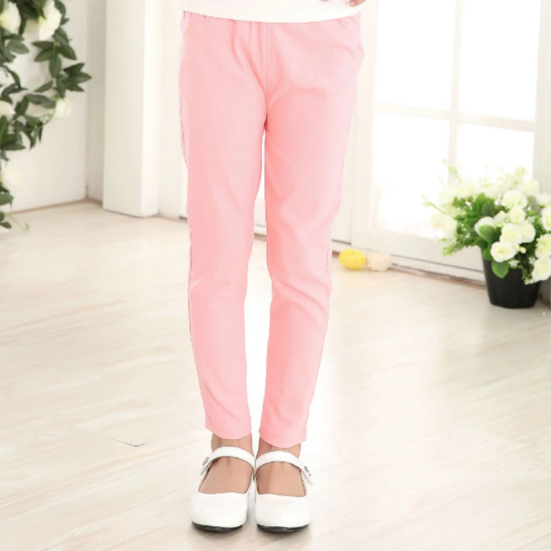 Girls' Pencil Pants Spring And Summer Thin Children's Outer Wear Tight Stretch Candy Color Kids Leggings Trousers WTP14