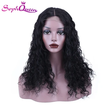 

Soph Queen Lace Closure Human Hair Wigs Deep Wave 4*4 Human Hair Wig Peruvian Non Remy Hair Pre Plucked Middle Part
