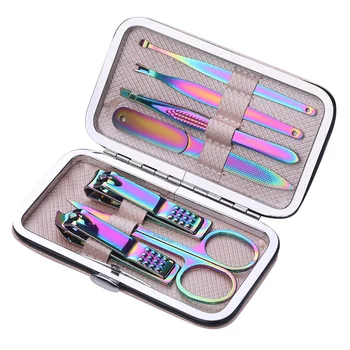 

7pcs Nail Cuticle Pusher Cutter Clippers Set Cuticle Pusher Colorful Hygiene Kit Stainless Steel Dead Skin Remover Pedicure Tool