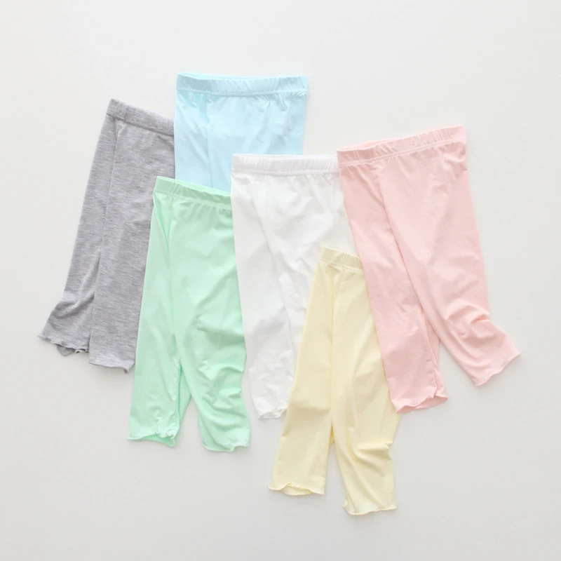 Summer Thin Girls Pants Candy Color Leggings For Kids Agaric Laces Children Trousers Calf-Length Baby Trousers