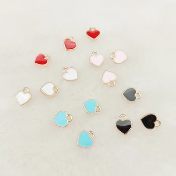

20pcs tiny heart enamel charm jewelry accessories earring pendant bracelet necklace charms zinc alloy diy finding 6x7mm