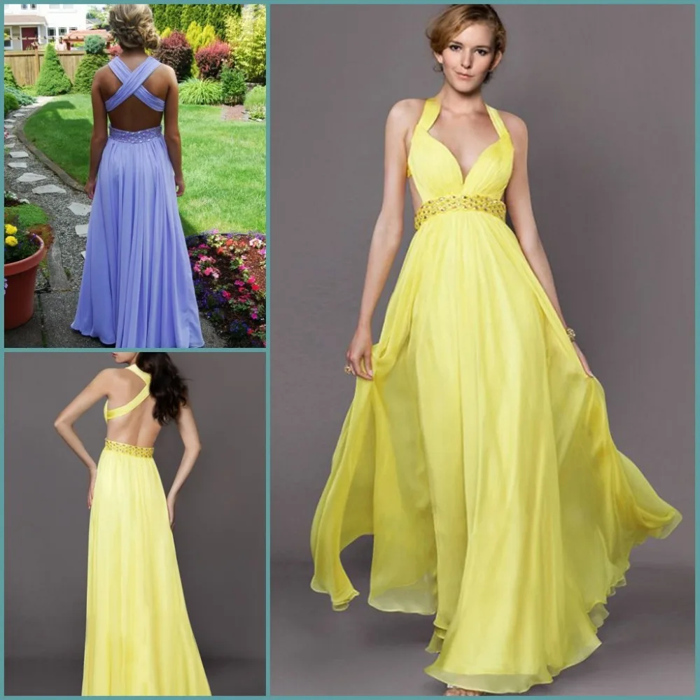 Vestidos de gala заказное сексуальное шифоновое желтое и фиолетовое Сиреневое платье с открытой спиной и открытой спиной, платье для выпускного вечера es