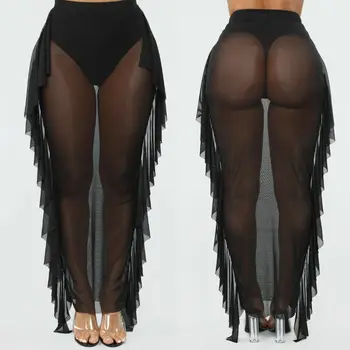

Sexy Women Mesh Sheer Skirt Perspective Sunscreen Tight Beachwear Short Skirts 3FS