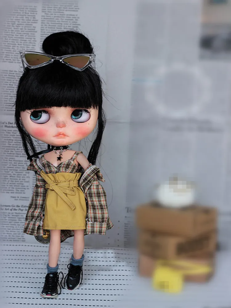 Новинка клетчатый жилет Blyth 1/6 модель джинсовые шорты для кукол (подходит Pullip BJD