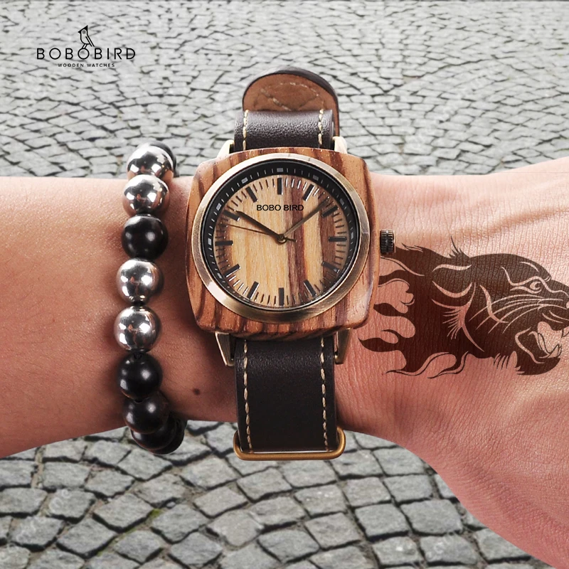 BOBOBIRD мужские часы деревянные роскошные часы Qaurtz наручные часы reloj hombre Рождественский подарок с коробкой V-T06 Прямая поставка