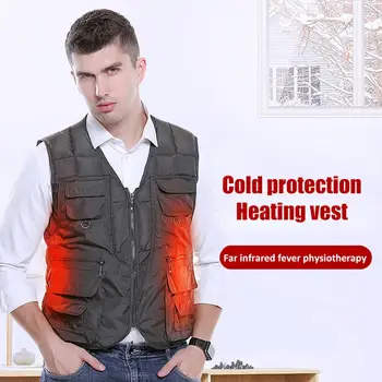

2020 New Intelligent Heating Solid Color Cotton Vest Korean Version Jacket Clothes Autumn and Winter Loaded Heating Fishing Vest