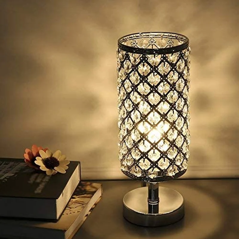 

Crystal Night Lights Table Decorative Nightstand Desk Lamp Modern Accent Bedside Small Table Lamps Ambient Lights for Bedroom