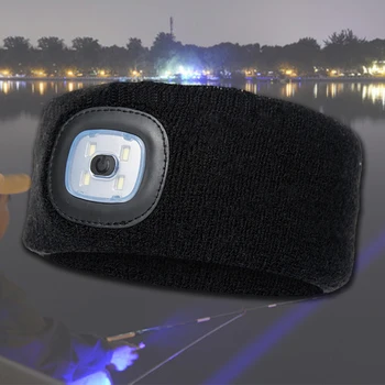 

Unisex Beanie Headband 4 LED Light Cap Torch Knitted Flashligh Fishing Light