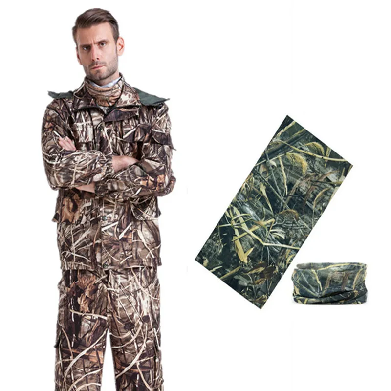 Suit Scarf Мужская Уличная тростниковая и булраш Камуфляжный костюм для рыбалки дышащий охотничий Камуфляжный костюм флисовая Водонепроницаемая камуфляжная охотничья куртка брюки - Цвет: Suit Scarf