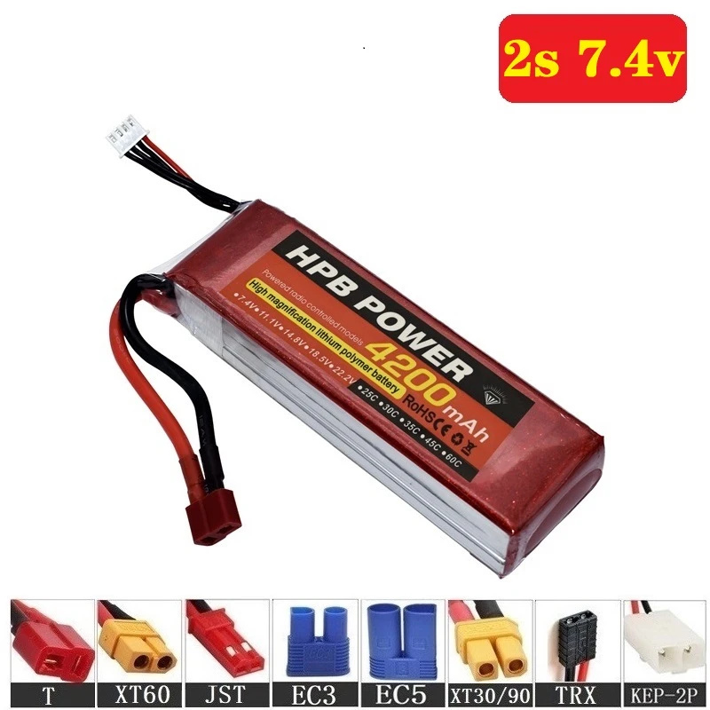 7 4 V 4200 мА/ч 35C 2S Перезаряжаемые Батарея LiPo литий полимерный аккумулятор для
