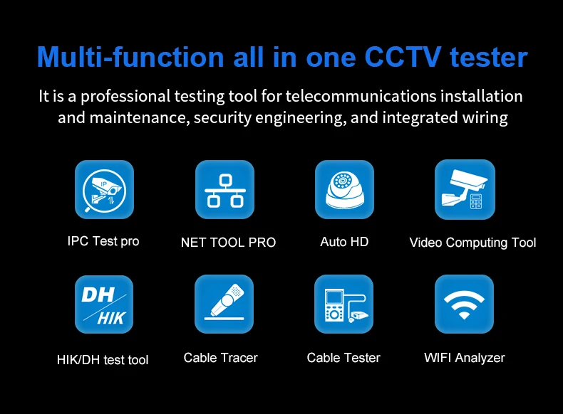 IPC-1900 8K H.265 Main Stream Test AHD CVI TVI CCTV Analog Tester Monitor IP Camera Tester 4 inch CCTV Tester Cable Tracer