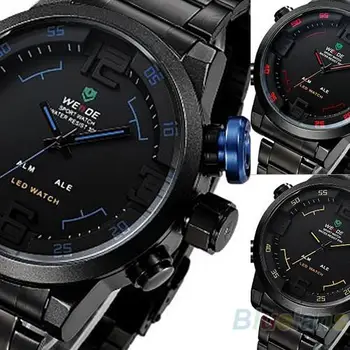 

New Men's dress fashion 3D Big Case Date Day Quartz Black Dail Sports Wrist Watches