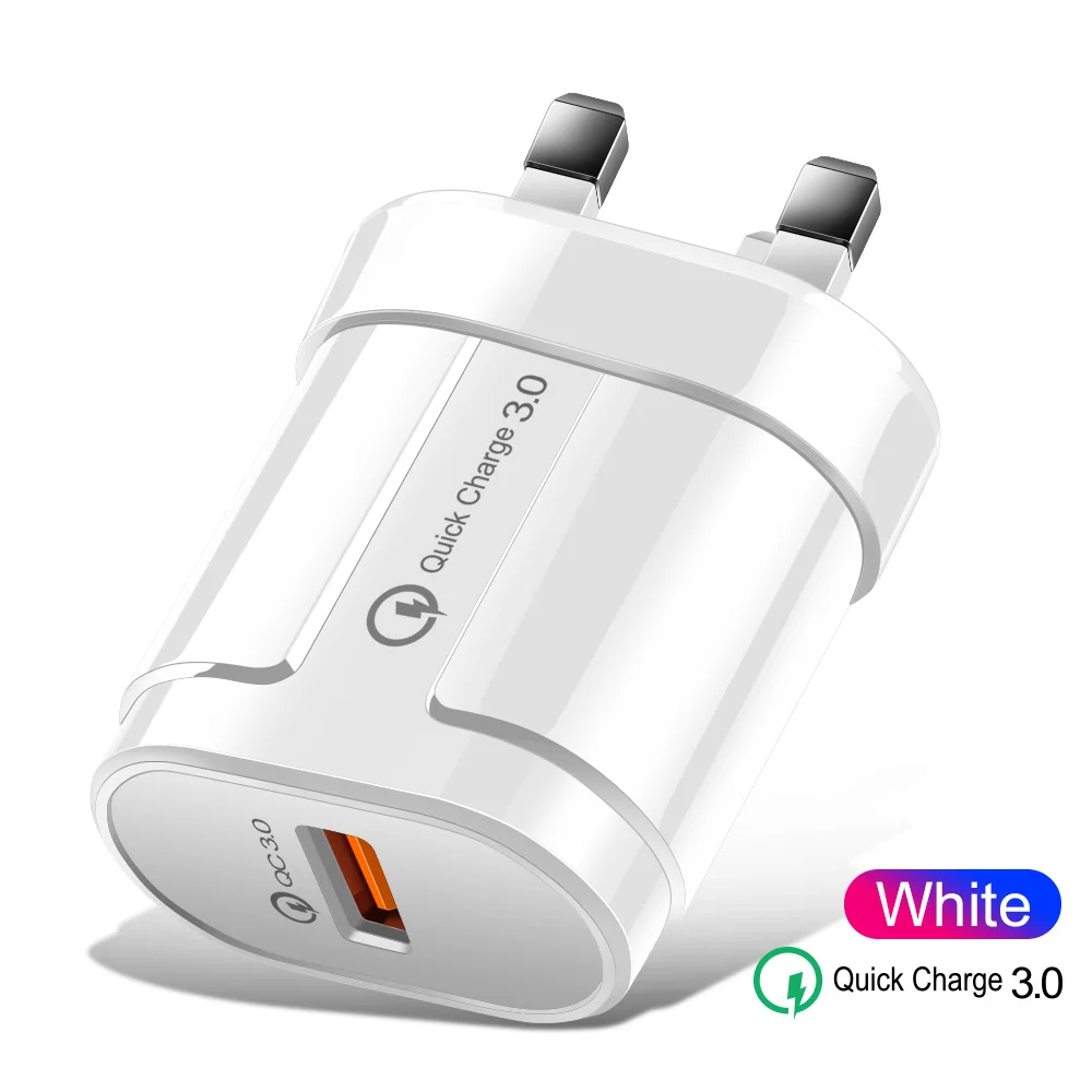 UK White Олаф Быстрая зарядка 3,0 USB зарядка для samsung S7 S6 Edge A3 iPhone huawei EU US UK штепсельный адаптер Быстрая зарядка QC 3,0 зарядное устройство для мобильного телефона - Тип штекера: UK White
