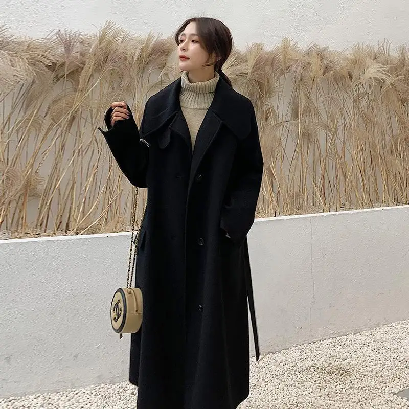 

2019 popular coat women winter over the knee in the long section of the Korean version of loose thick woolen cloth Hepburn styl