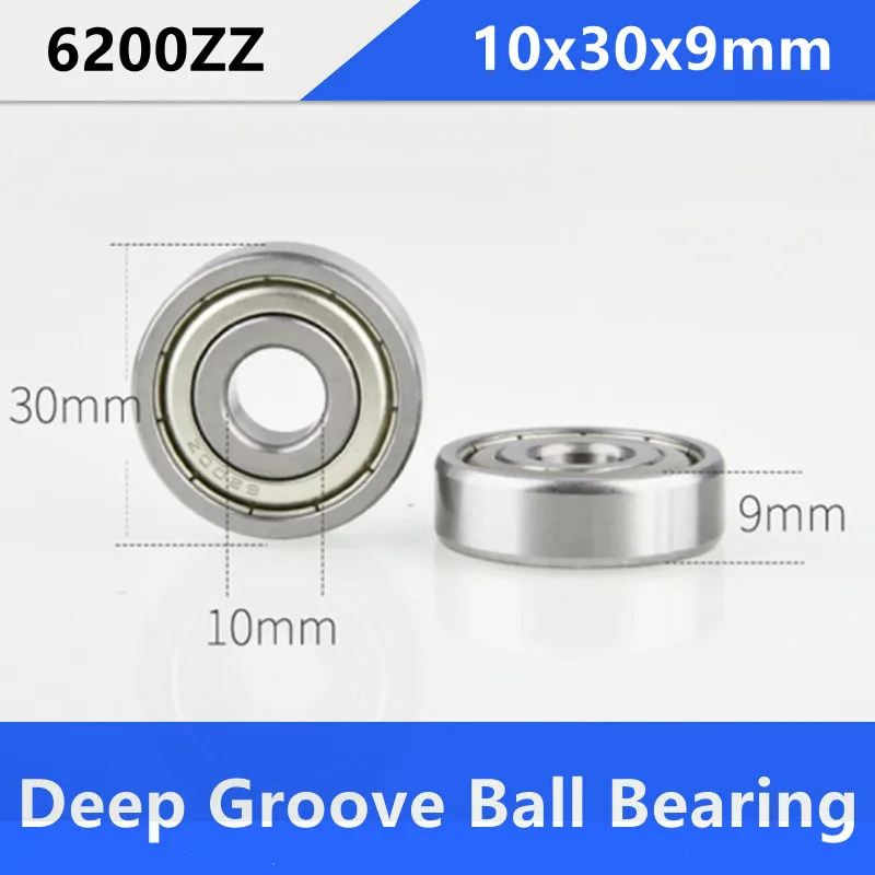 10pcs 6200ZZ 10mm x 30mm x 9mm Deep Groove Ball Bearings Double Metal Seal Bearings 