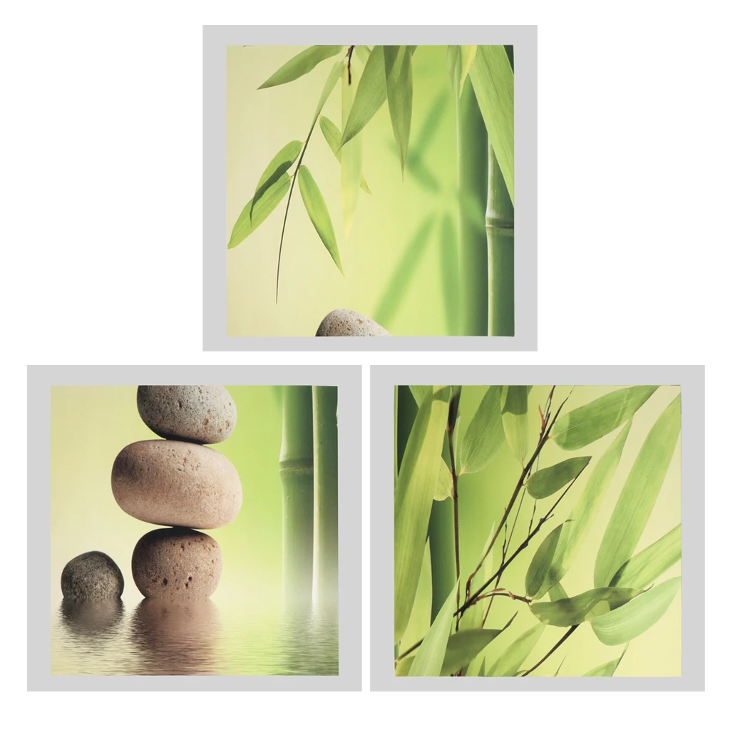 3Pcs Modern Art Oil Painting Canvas Picture Bamboo Wall Home Decor 40x40cm No Frame