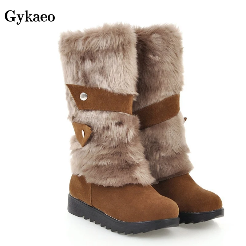Gykaeo/Лидер продаж; женские теплые зимние ботинки; коллекция года; сезон осень-зима; женская обувь для отдыха на плоской подошве; большие размеры; женская обувь; botas mujer