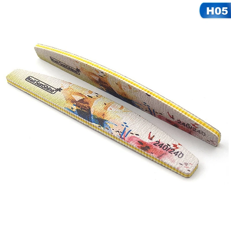 25Pcs/Pack New Nail File Flower Printed Nail Buffer Block Colorful Lime A Ongle 80/100/150/180/240/320 Half-Moon Nail File Tool - Цвет: 240 240 Grit