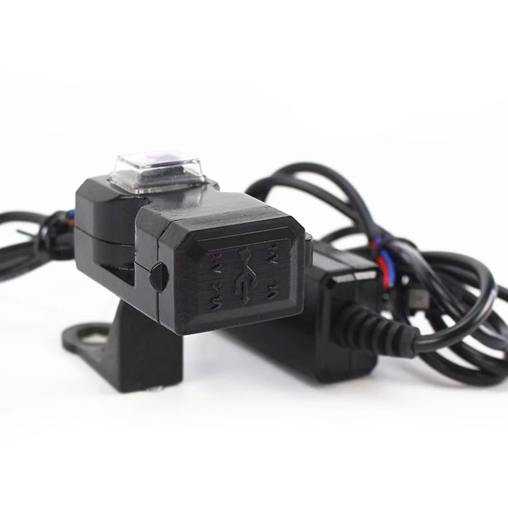 Двойной USB порт 12-24 В/9-90 в мотоцикл зарядное устройство на Руль адаптер питания розетка для телефона Мобильный водонепроницаемый