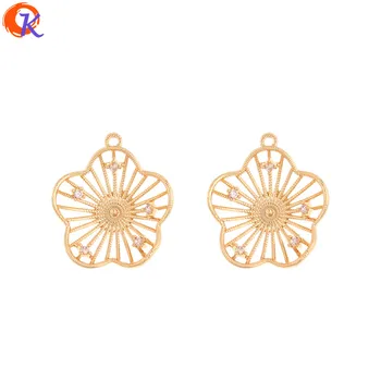 

Cordial Design 20Pcs 20*22MM Jewelry Accessories/CZ Charms/Genuine Gold Plating/Hand Made/Flower Shape/DIY Earrings Findings
