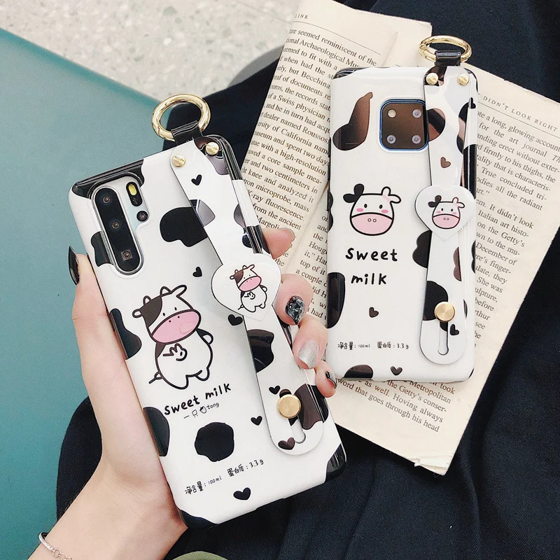 

Wrist Strap Stand Holder Case For Huawei P30 Pro Mate 20 Pro P20 Lite P10 Plus Honor 10 9 V20 Nova 3i 3 4 5 Cartoon Back Cover