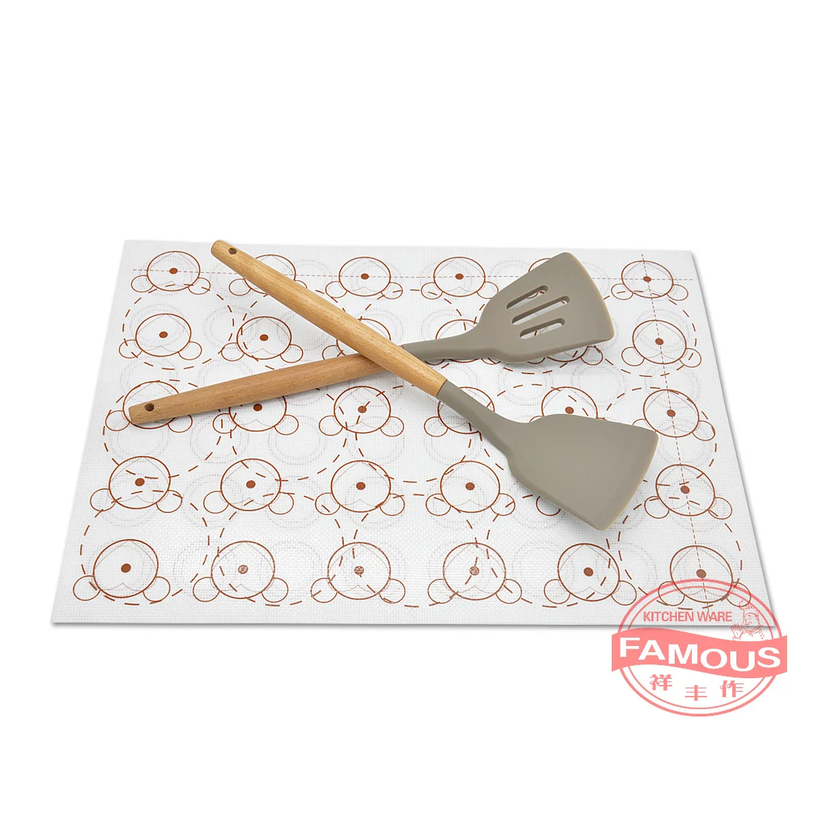 

Wooden Handle Silica Gel Kitchen Ware Group Non-stick Pot Ladel Silica Gel Kitchen Ware Ten Sets Of Silicone Spatula　 Ladel Cook