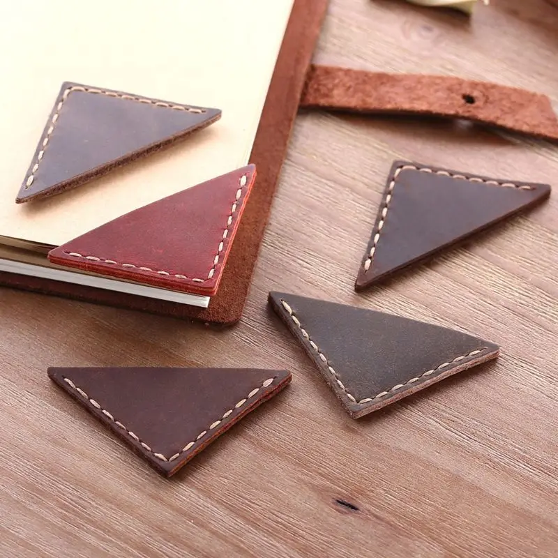 

Triangle Bookmark Handcrafted Leather Reading Marking Accessories Corner Page Maker Gift For Book Lover Readers Teacher