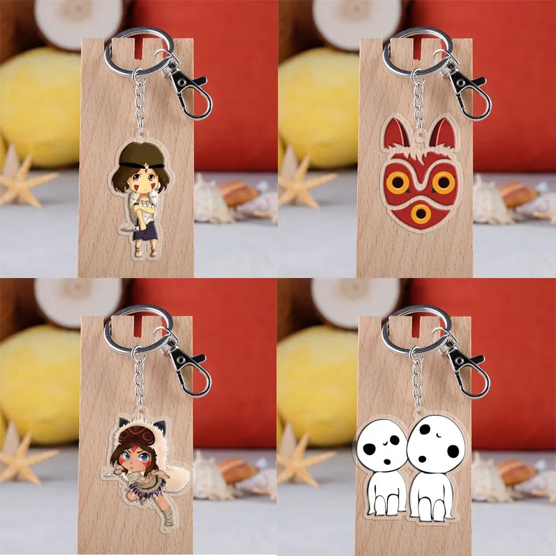 

Anime Princess Mononoke Keychain Cartoon Cute Figure Acrylic Pendant Key Rings