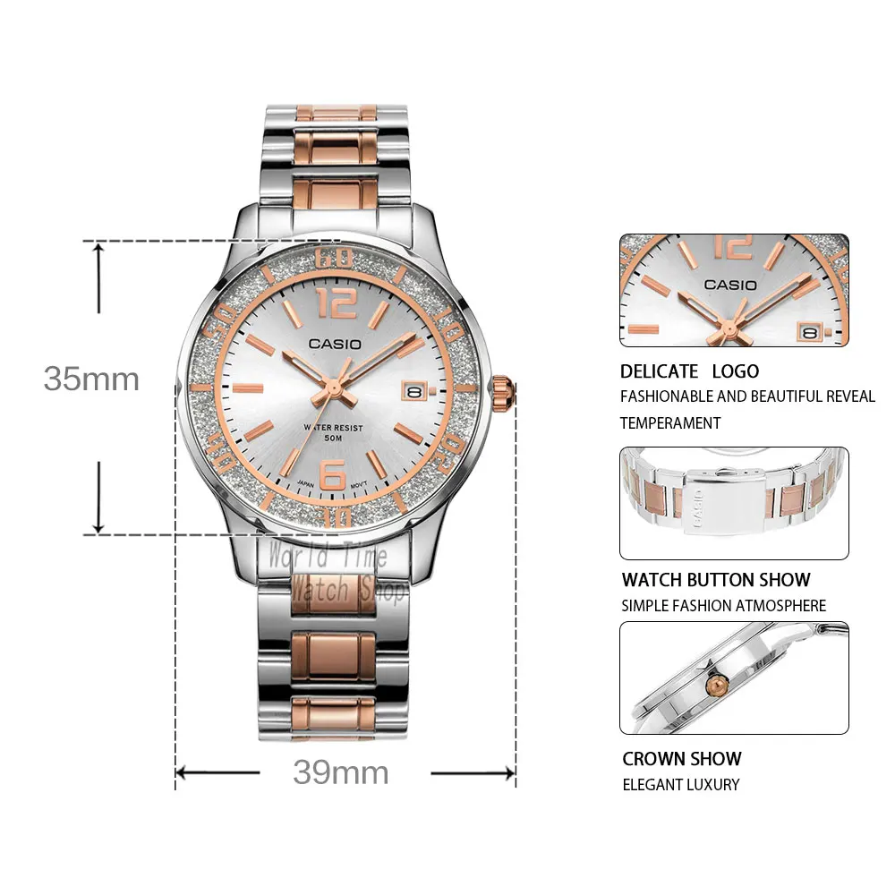 Casio montre femmes montres haut de gamme ensemble de luxe 50m montre étanche femmes dames cadeaux