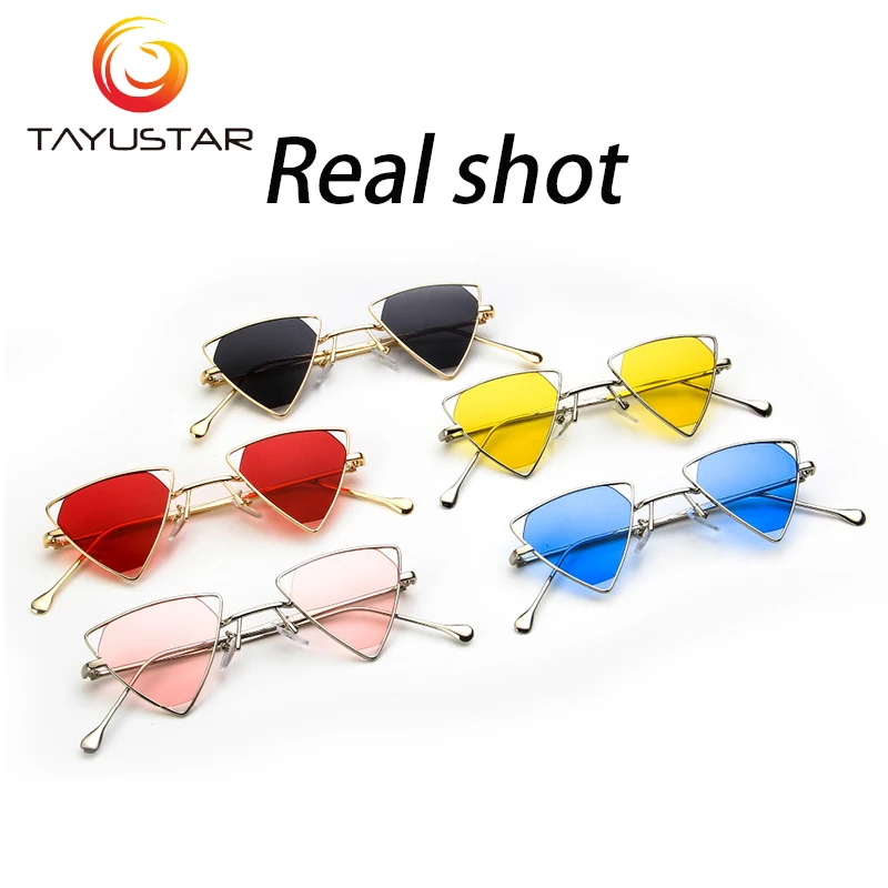TIIYU New Punk Sunglasses Women Triangle Oculos New Vintage Glasses Openwork Metal Frame Fashion Sun Glasses Men Okulary