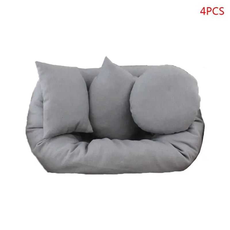 Серый 4Pcs Set Baby Newborn Posing Shooting Pillows Pad Photography Props Accessories - Цвет: Серый