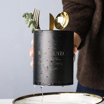 

Chopsticks Storage Jar Stainless Steel Cutlery Holder Simple Spoon Fork Drain Box Nordic Kitchen Utensils Organizer Container